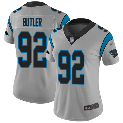 Carolina Panthers Limited Silver Women Vernon Butler Jersey NFL Football #92 Inverted Legend->women nfl jersey->Women Jersey